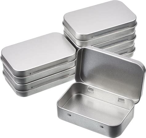 metal storage box with hinged lid|rectangular metal containers with lids.